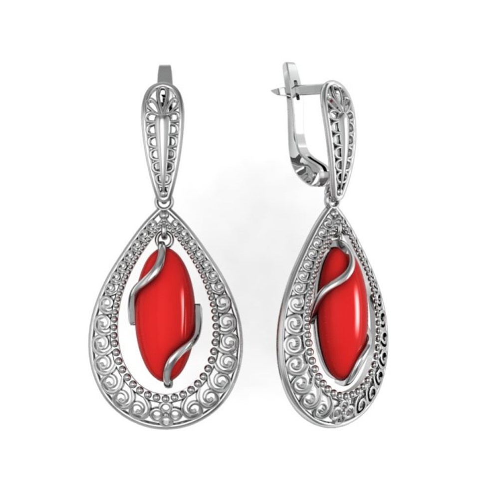 

Серьги из серебра с кораллом ПРИВОЛЖСКИЙ ЮВЕЛИР 361448-KR26, 361448-KR26