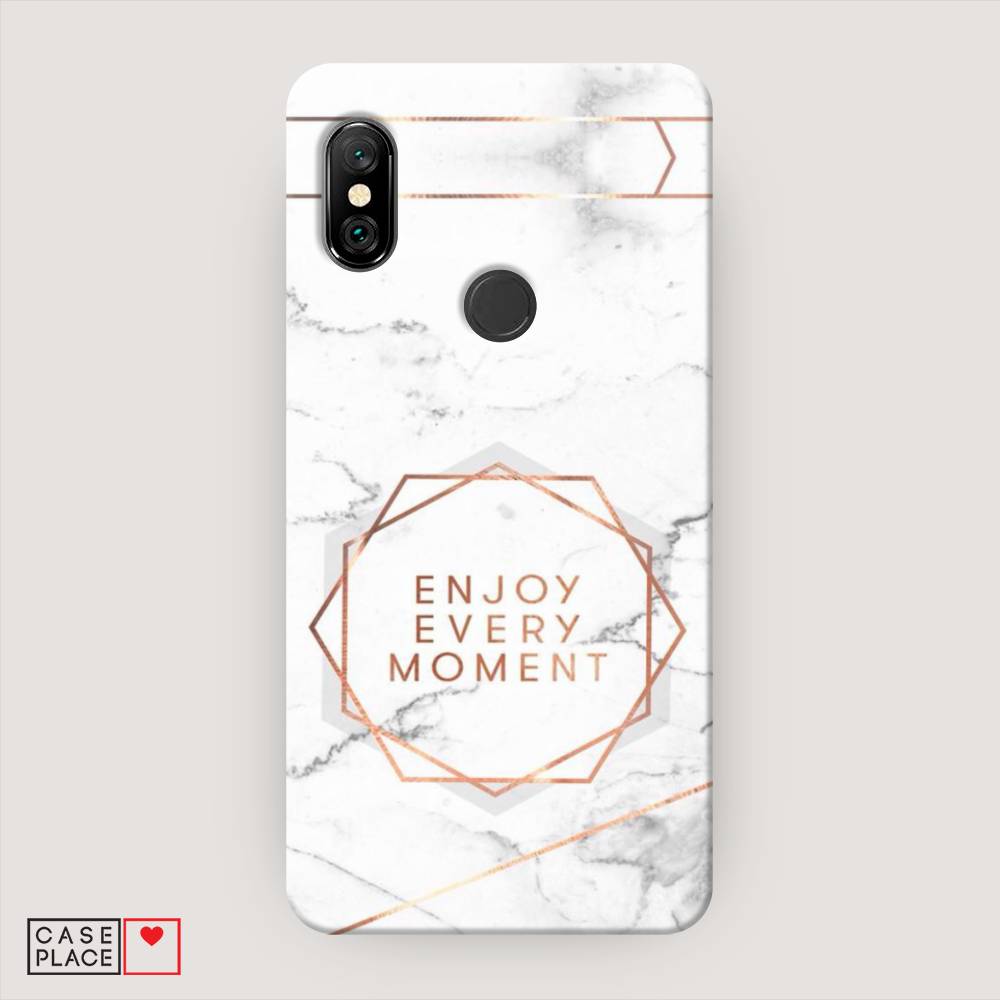 фото Пластиковый чехол "enjoy every moment мрамор" на xiaomi redmi note 6 pro awog