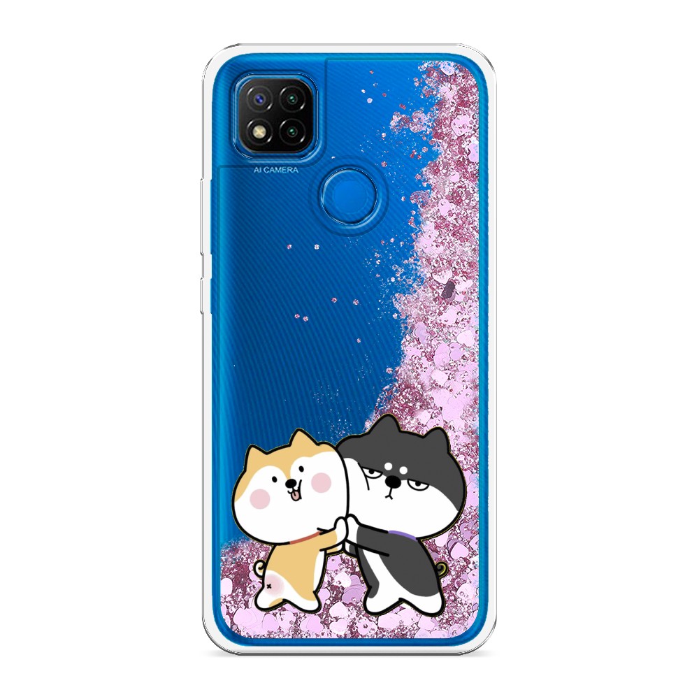 

Жидкий чехол с блестками "Обнимашки акита" на Xiaomi Redmi 9C