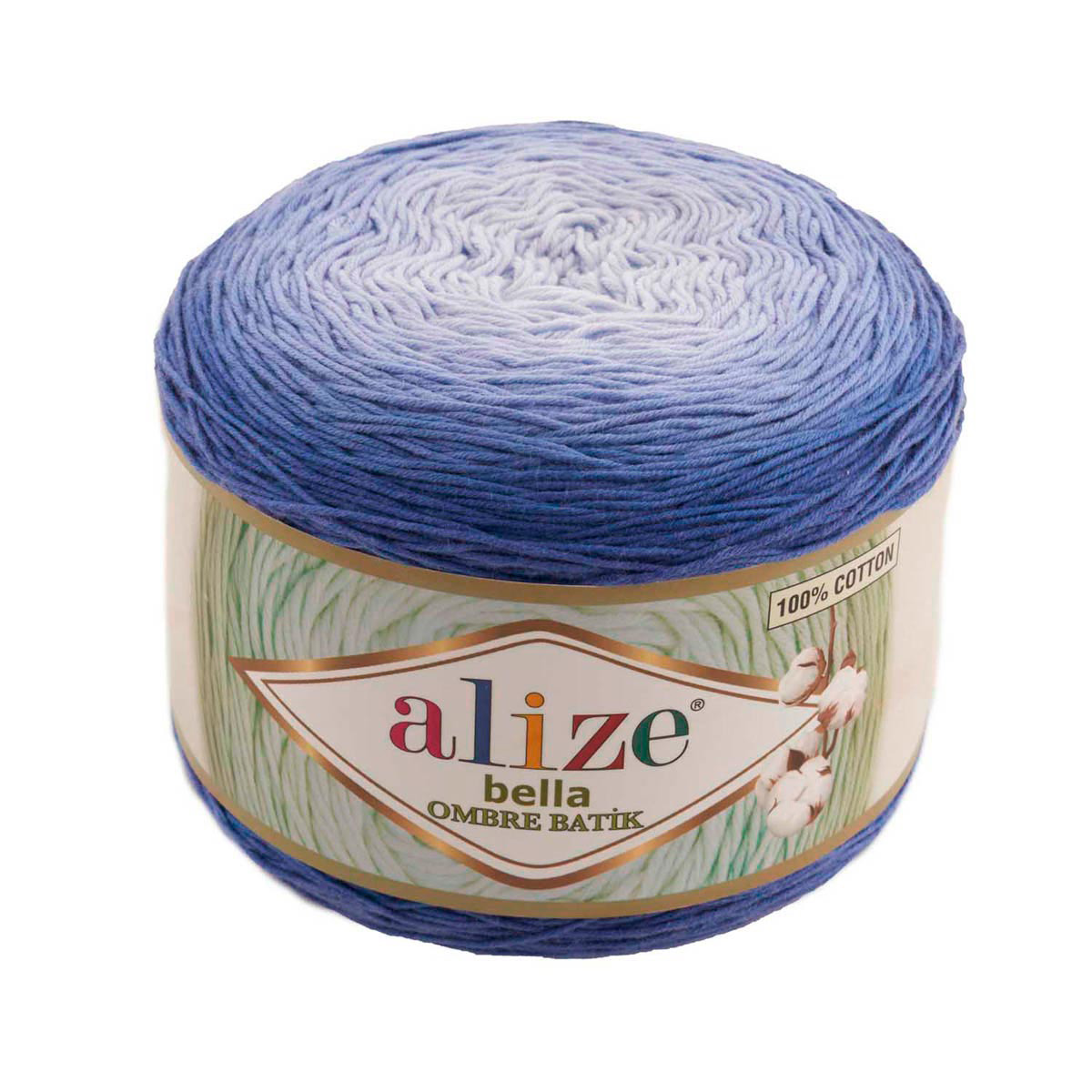 Пряжа ALIZE 'Bella Ombre Batik', 250г, 900м (100% хлопок) (7407 джинс), 2 мотка 600008390329 синий