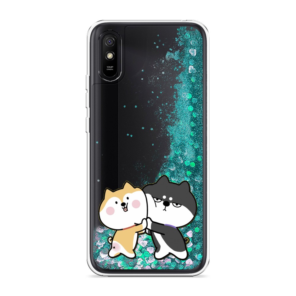 

Жидкий чехол с блестками "Обнимашки акита" на Xiaomi Redmi 9A