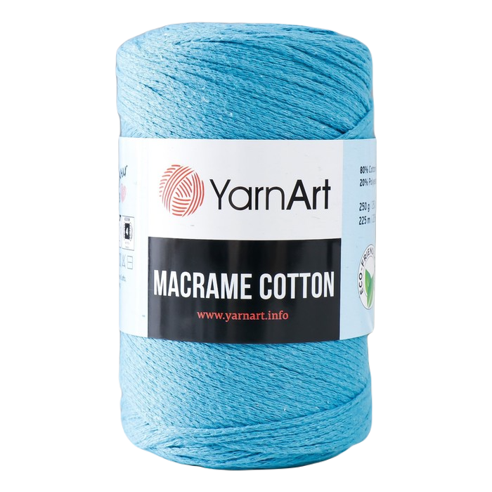 

Пряжа "Macrame Cotton" 20% полиэстер, 80% хлопок 225м/250гр (780 бирюза), Пряжа "Macrame Cotton"
