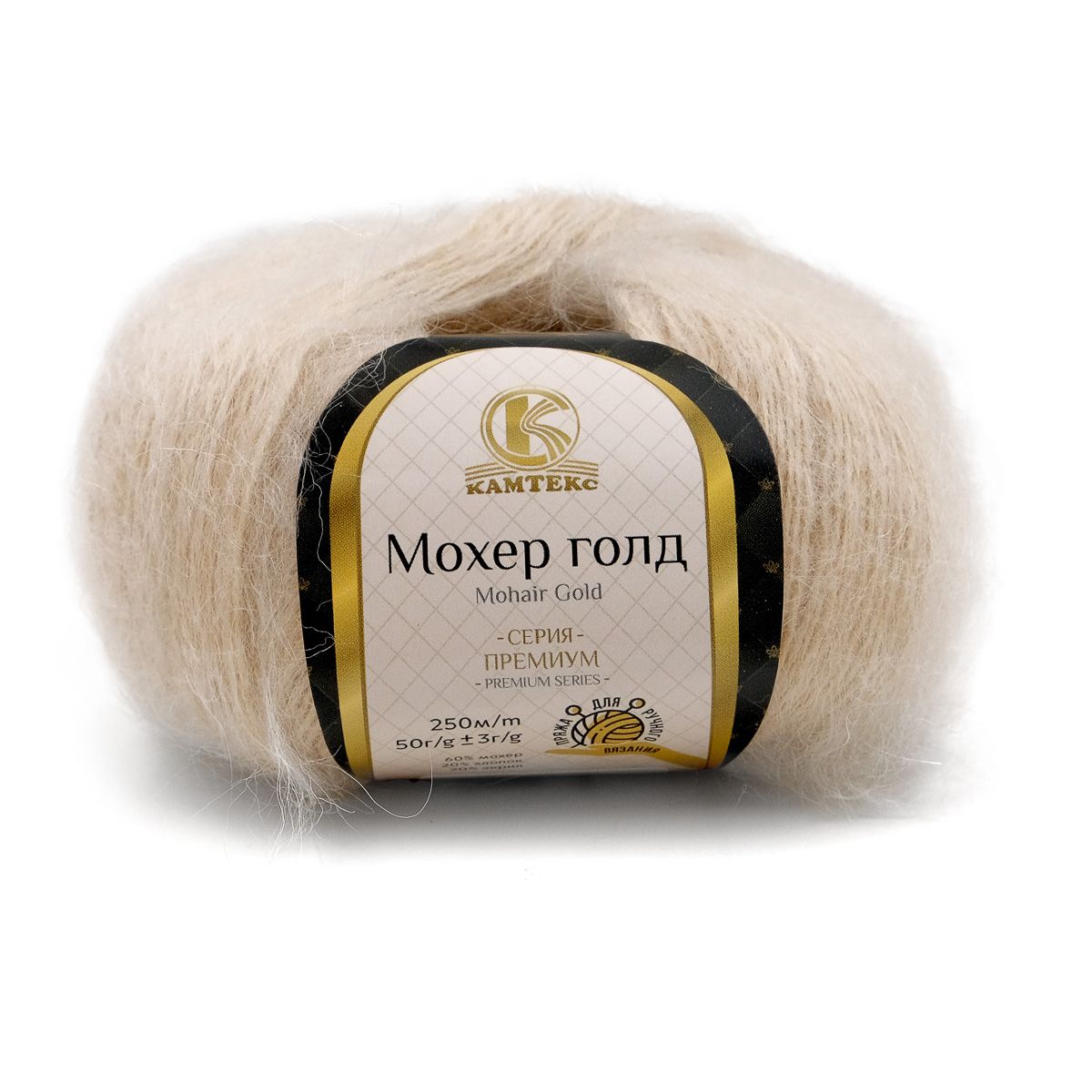 

Пряжа для вязания Камтекс Мохер голд 50г, 250м (188 топленое молоко), 10 мотков, Белый, 488831