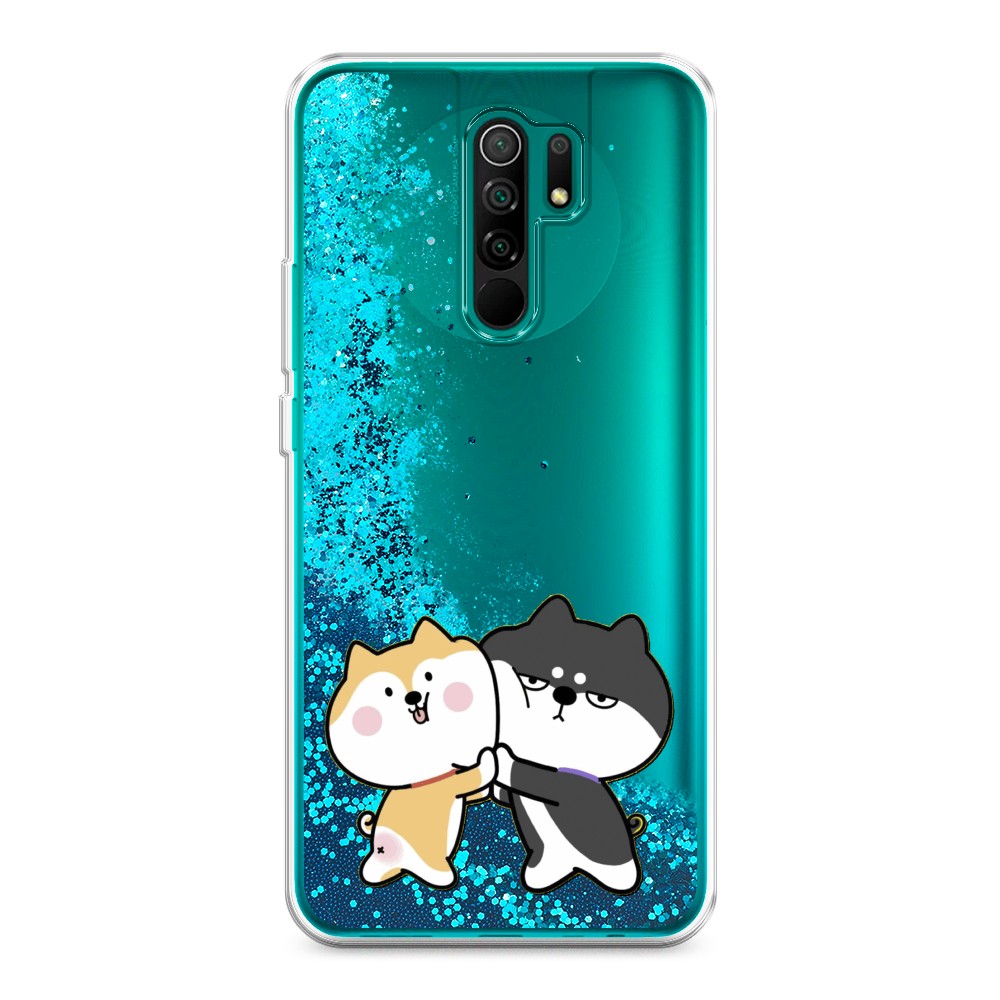 

Жидкий чехол с блестками "Обнимашки акита" на Xiaomi Redmi 9, 38393-1