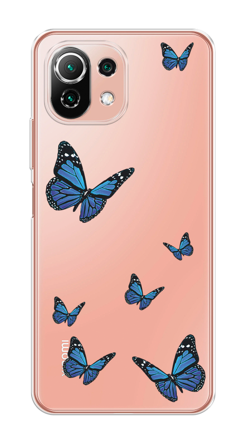 

Чехол на Xiaomi Mi 11 Lite/5G NE "Blue butterflies", Синий;черный, 311750-1