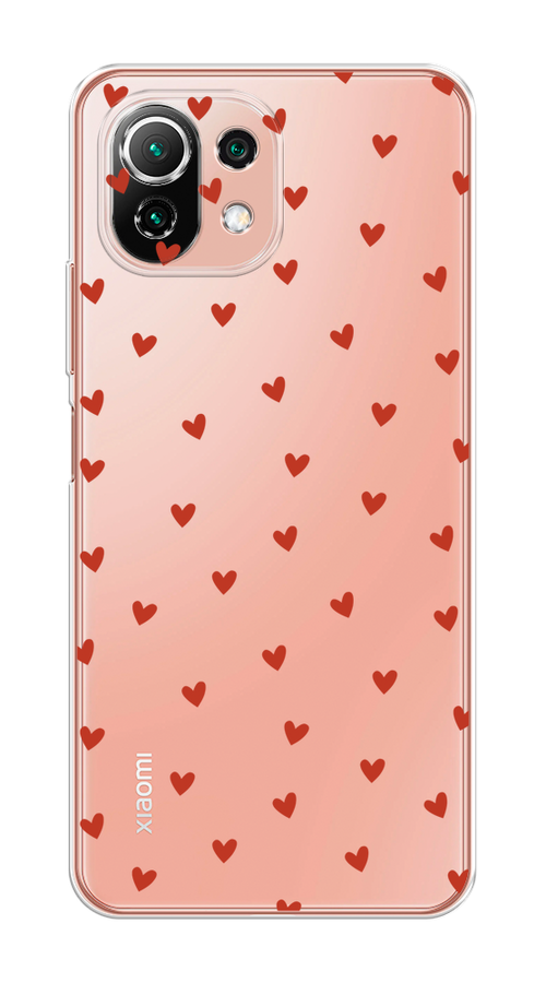 

Чехол на Xiaomi Mi 11 Lite/5G NE "Red hearts", Красный;прозрачный, 311750-1