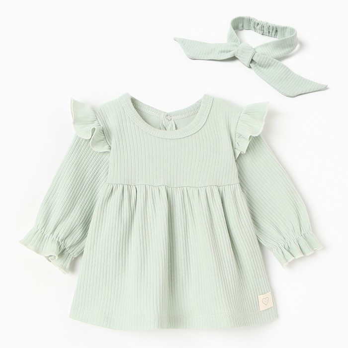 Платье детское Крошка Я BASIC LINE, зеленый, 68