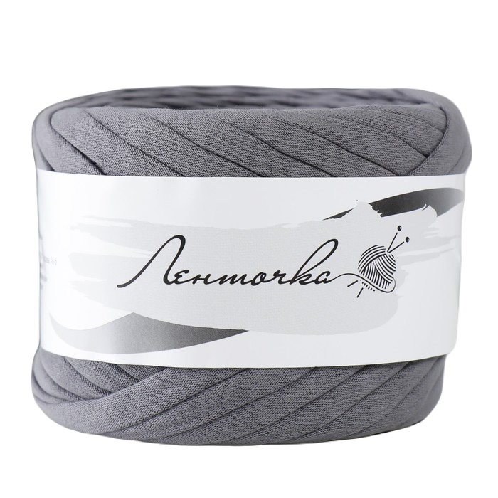 

Пряжа трикотажная широкая 50м/160±20гр, ширина нити 7-9 мм (260 т.серый), Трикотажная лента 50м