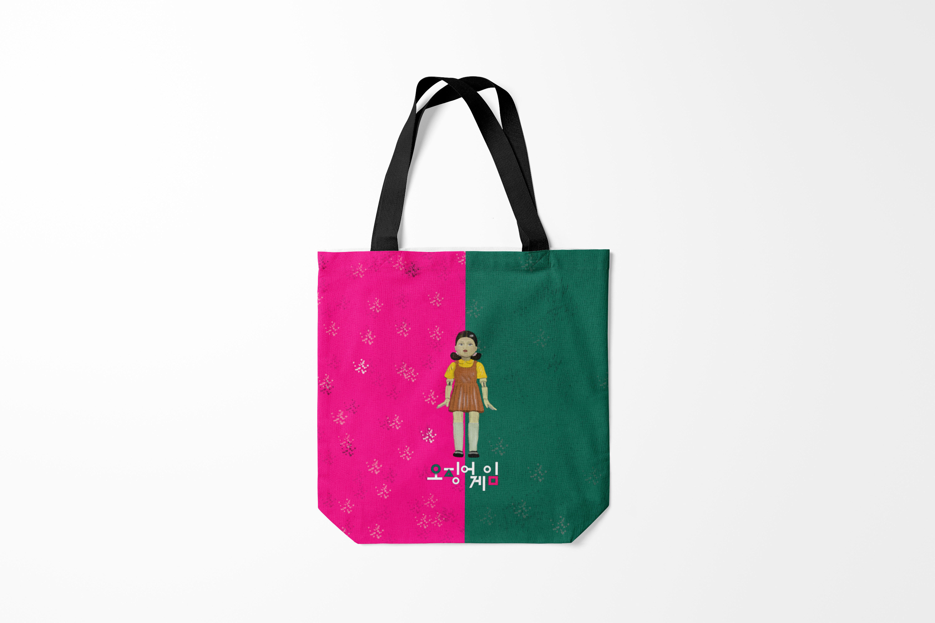 

Сумка шoппер унисекс Burnettie Игра в кальмара, зеленый; розовый, Игра в кальмара