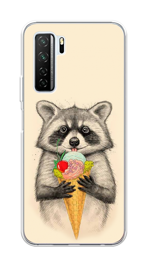 

Чехол Awog на Huawei Nova 7 SE "Енот с мороженым", Бежевый;серый, 6102950-10