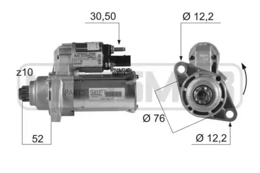 

220447_стартер 1.1kW 10T Audi A3, VW Golf V/Polo, Skoda Octavia 1.6FSi-2.0 03>