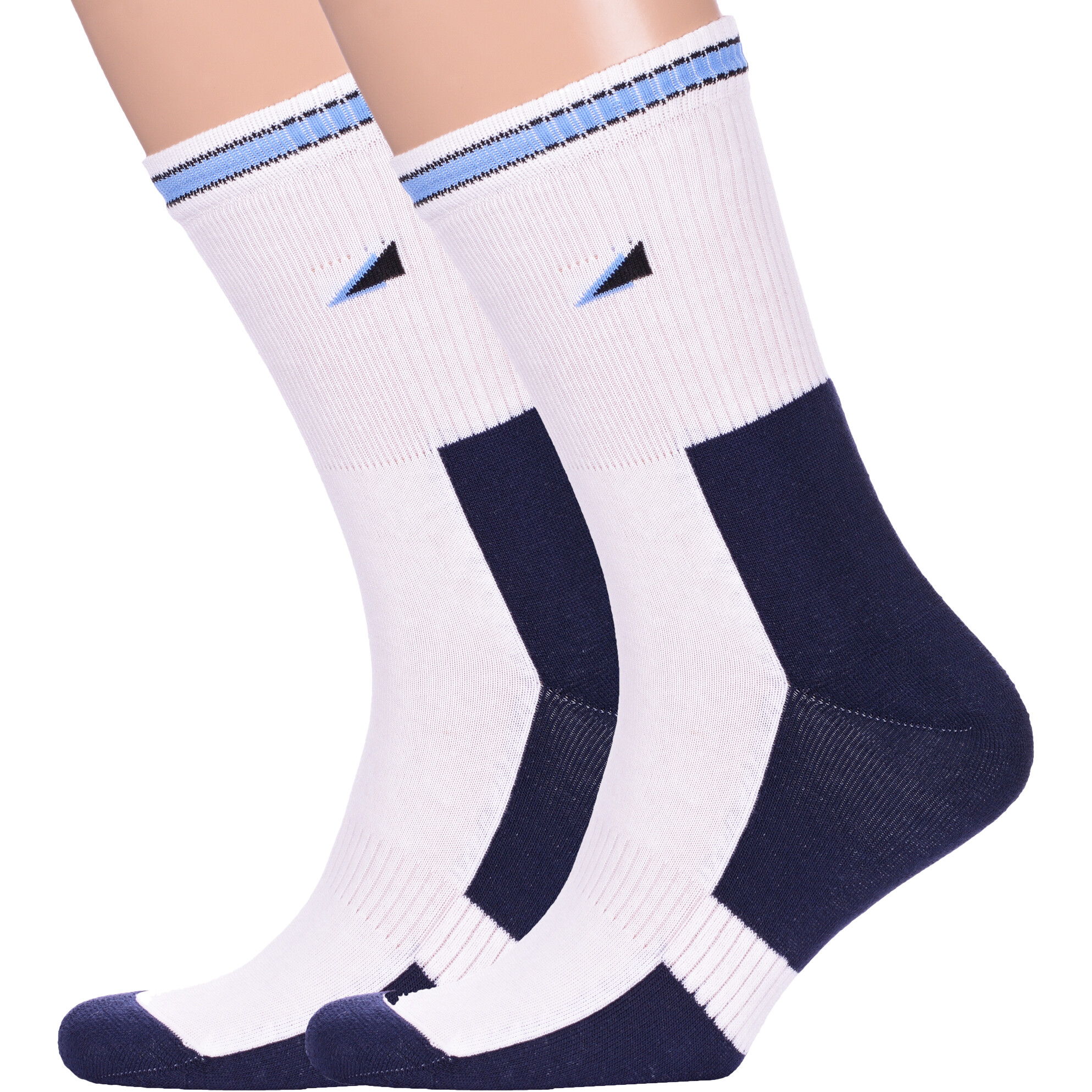 Комплект носков унисекс LorenzLine 2-С21М белый; синий 29, 2 пары