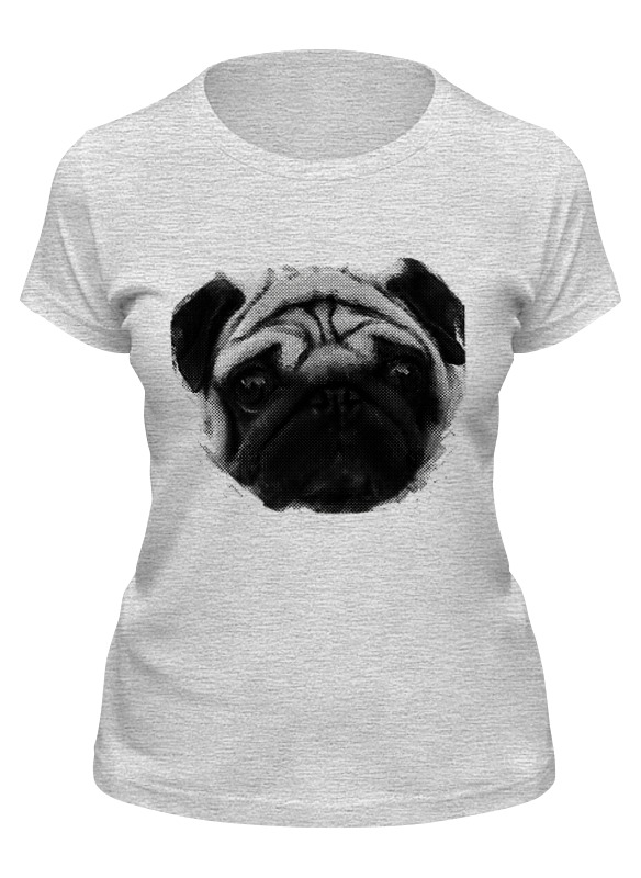 

Футболка женская Printio Pug fan print серая S, Серый, Pug fan print