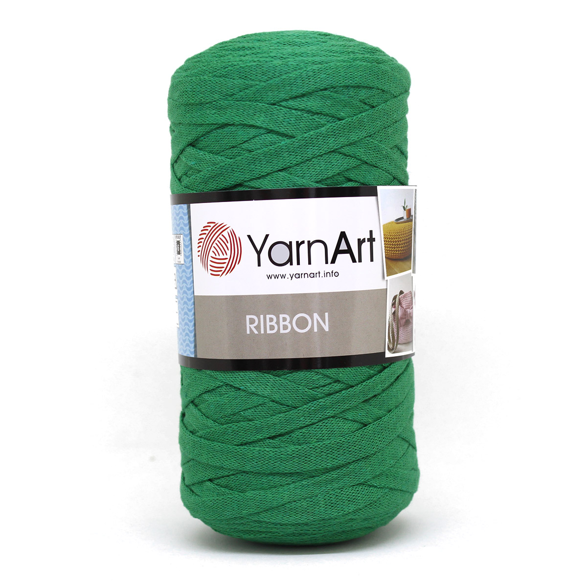 

Пряжа YarnArt Ribbon, 250 г, 125 м хлопок, вискоза, полиэстер 759 зелёный, 4 мотка