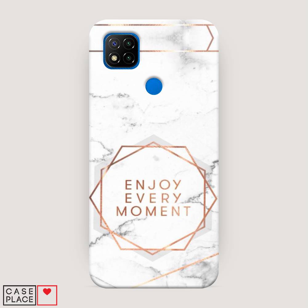 фото Пластиковый чехол "enjoy every moment мрамор" на xiaomi redmi 9c awog