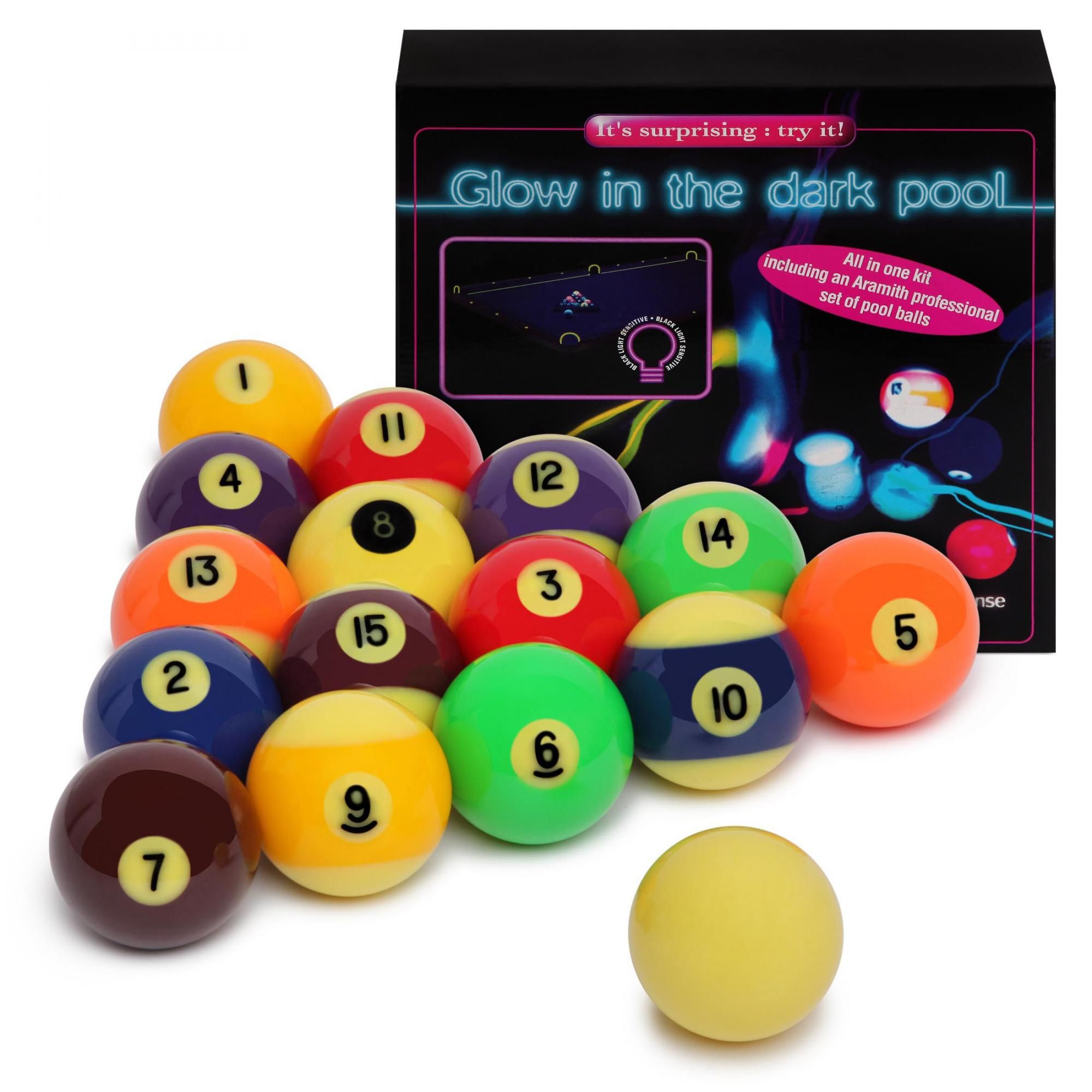 

Шары для пула Aramith Glow in the Dark Kit Pro 57,2 мм желтый биток