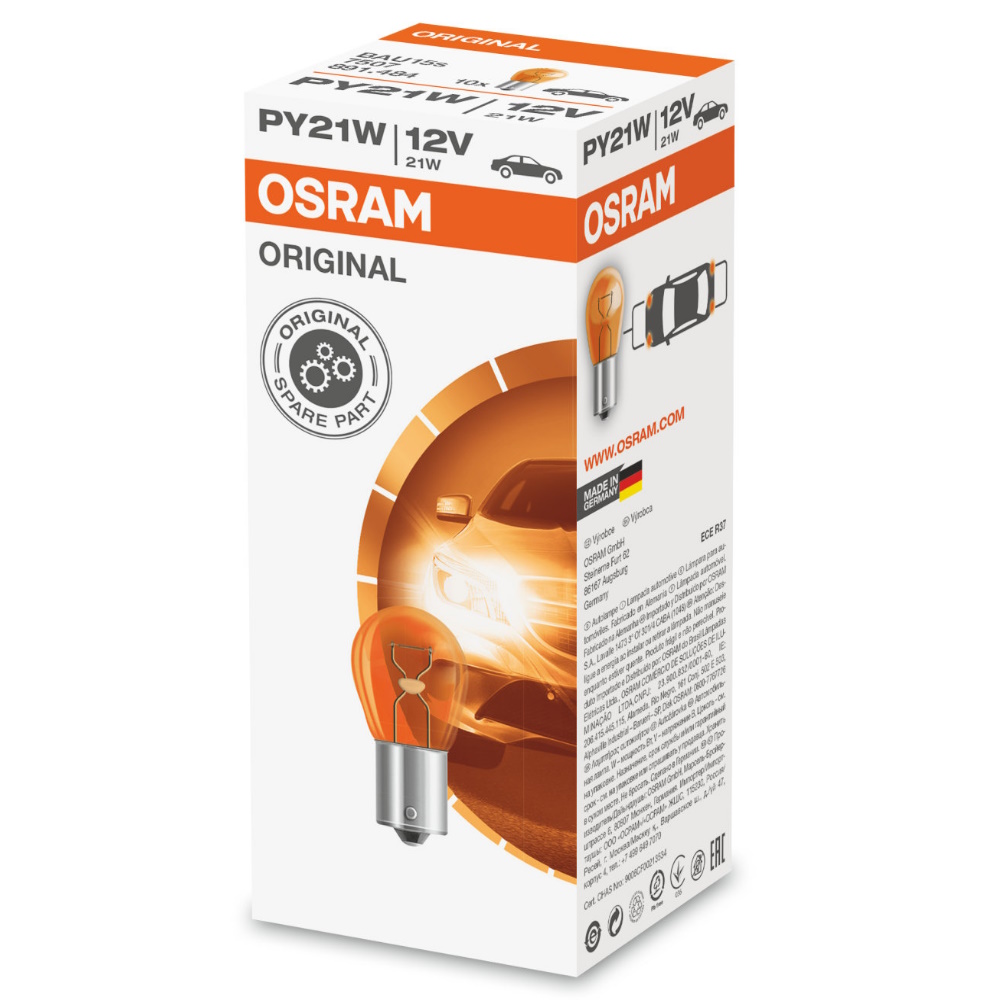 Комплект сигнальных ламп Osram PY21W (21W 12V) Original Line 10шт