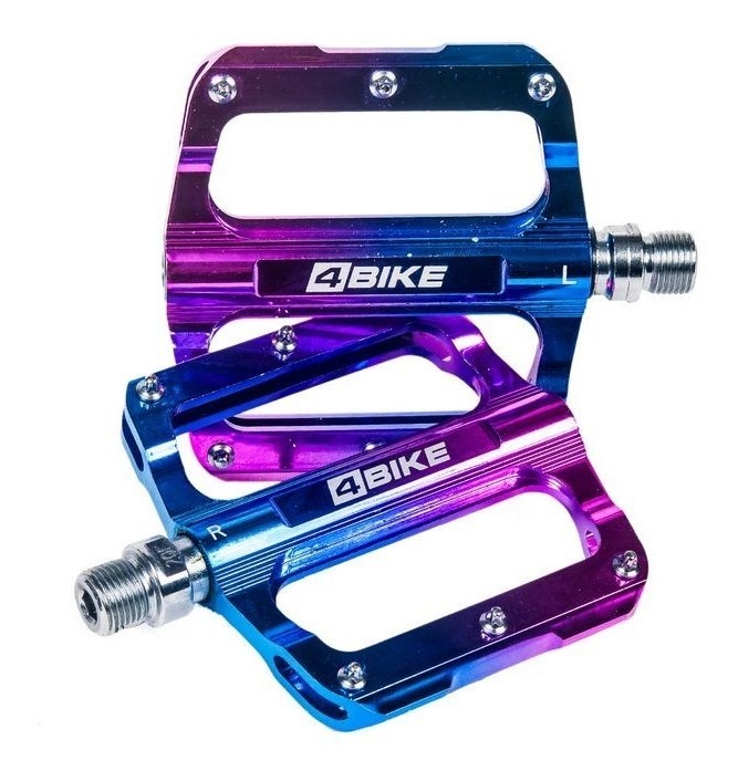 Педали 4BIKE K306OilBlu, цвет oil slick синий, 120х100х18 мм, промподшипники