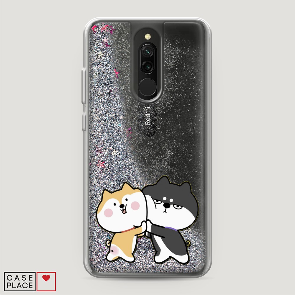 

Жидкий чехол с блестками "Обнимашки акита" на Xiaomi Redmi 8, 37191-1