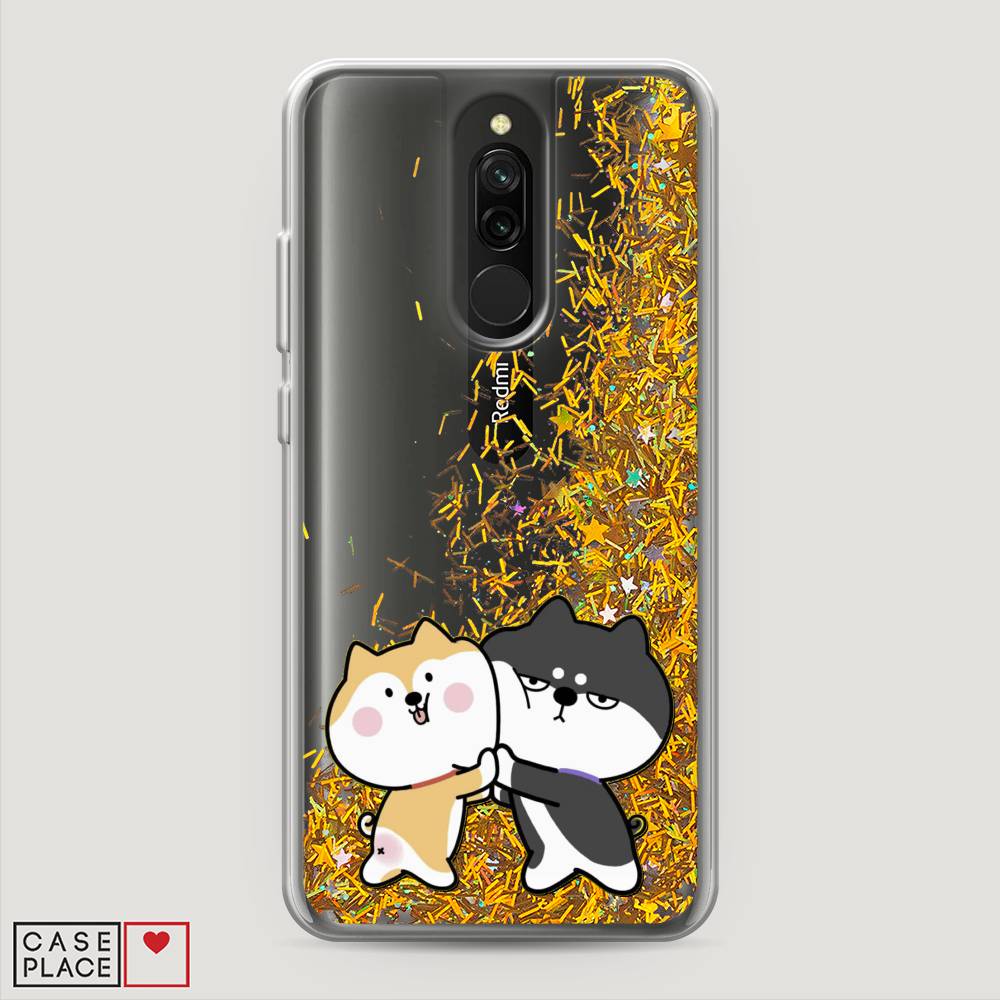 

Жидкий чехол с блестками "Обнимашки акита" на Xiaomi Redmi 8, 37190-1