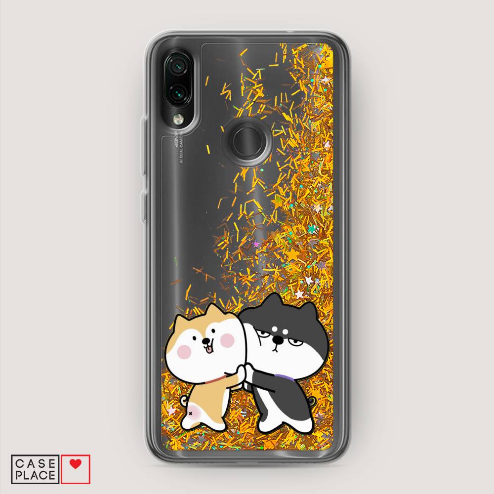 

Жидкий чехол с блестками "Обнимашки акита" на Xiaomi Redmi 7, 35090-1