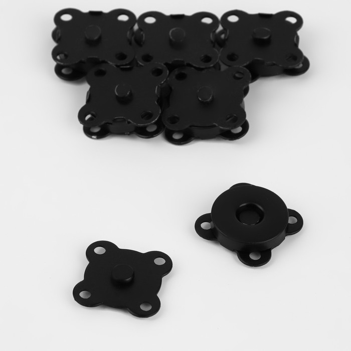 Кнопки магнитные пришивные, d = 14 мм, 6 шт, цвет чёрный матовый