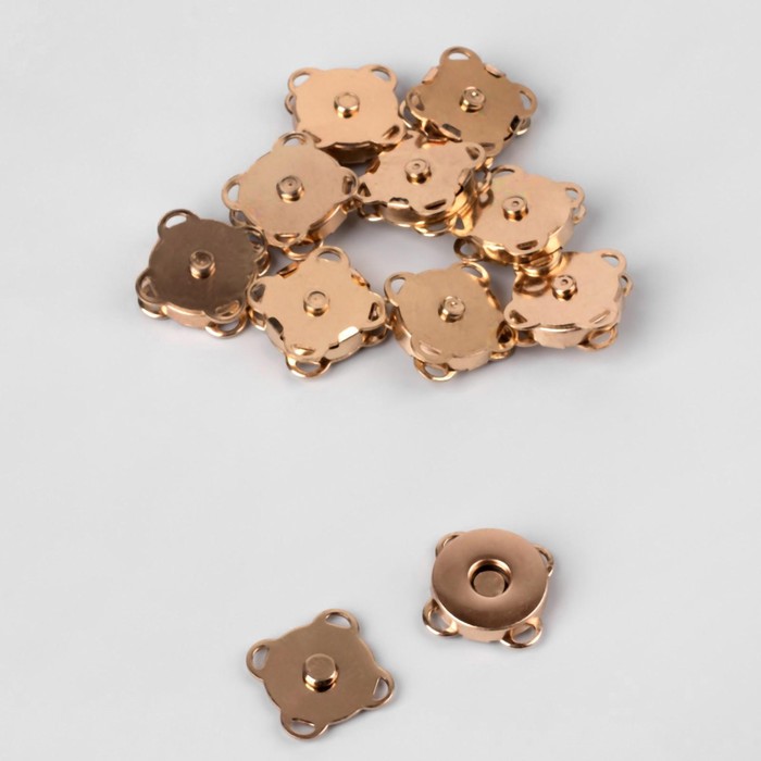 Кнопки магнитные пришивные, d = 14 мм, 10 шт, цвет золотой (2 шт.)