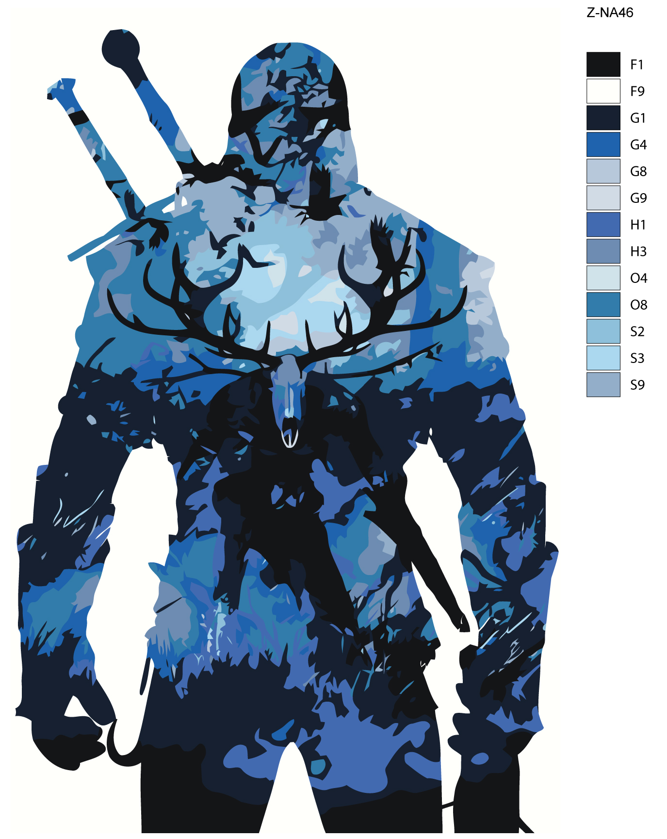

Картина по номерам, Ведьмак силуэт с оленем, Живопись по номерам, 60 x 90, Z-NA46, Z-NA46