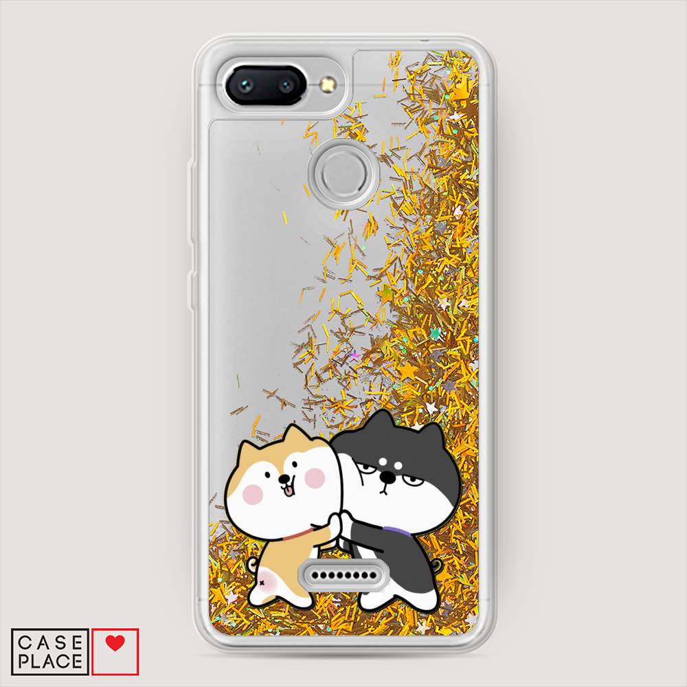 

Жидкий чехол с блестками "Обнимашки акита" на Xiaomi Redmi 6, 33890-1