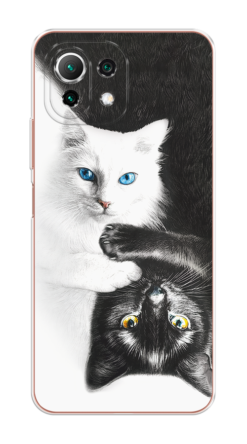

Чехол на Xiaomi Mi 11 Lite/5G NE "Коты Инь-Янь", Черный;белый;голубой, 311750-1