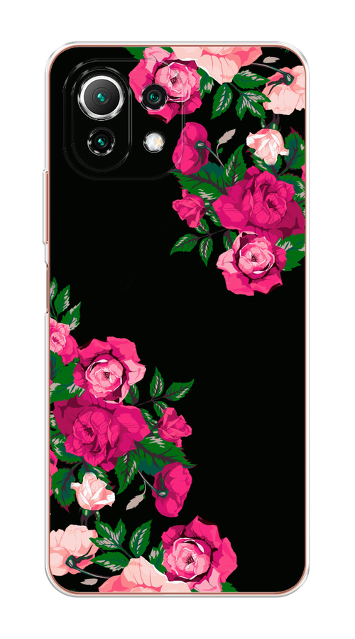 

Чехол на Xiaomi Mi 11 Lite/5G NE "Розы фуксия", Черный;розовый;зеленый, 311750-1