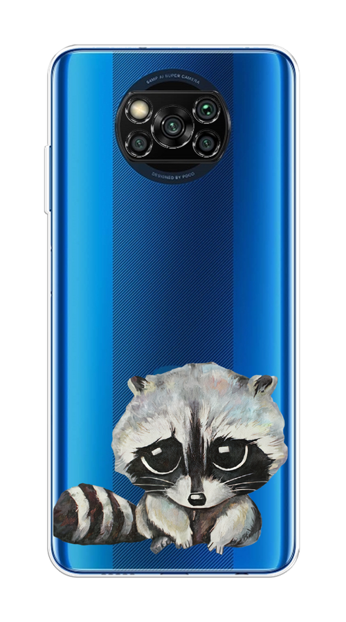 

Чехол на Poco X3/X3 Pro "Большеглазый енот", Серый;черный;прозрачный, 310650-1