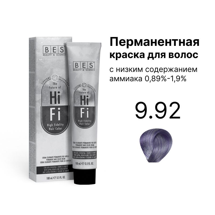 

Перманентная крем-краска BES HI-FI 9.92 сине-перламутровый очень светлый блонд 100 мл, Черный, 9.92 сине-перламутровый очень светлый блонд