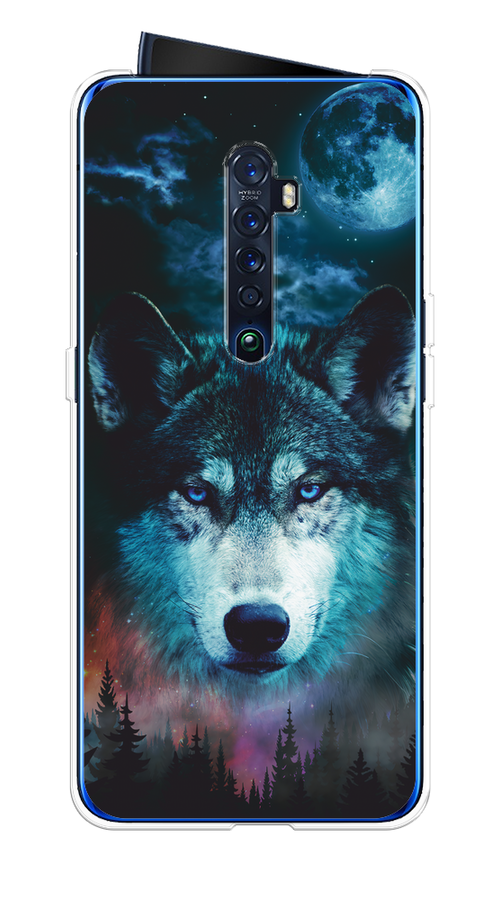

Чехол на Oppo Reno 2 "Лунный волк", Бирюзовый;розовый;синий, 253550-1