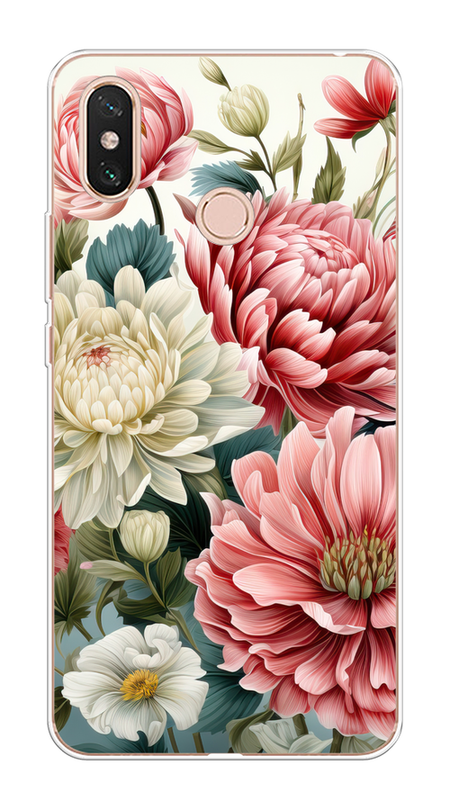 

Чехол на Xiaomi Mi Max 3 "Садовые цветы рисунок", Розовый;зеленый;белый, 34350-1