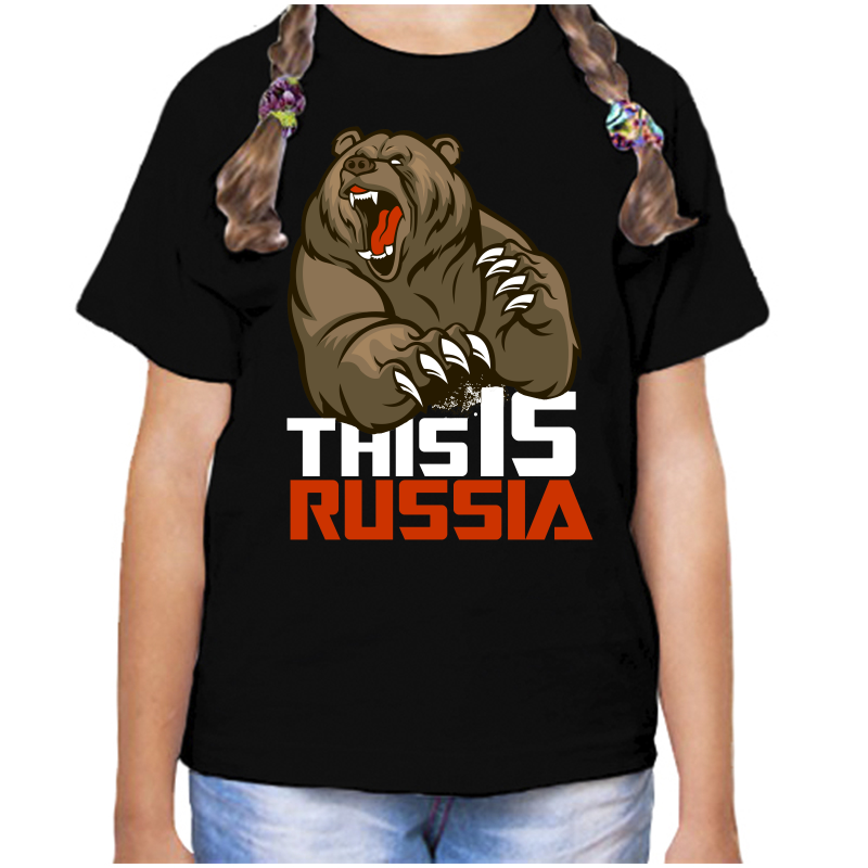 

Футболка девочке черная 34 р-р с надписью Россия this is Russia, Черный, fdd_this_is_russia