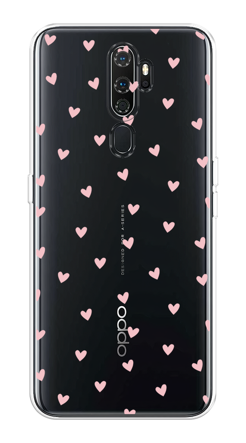 

Чехол на Oppo A5/A9 2020 "Розовые сердечки паттерн", Розовый;прозрачный, 251350-1