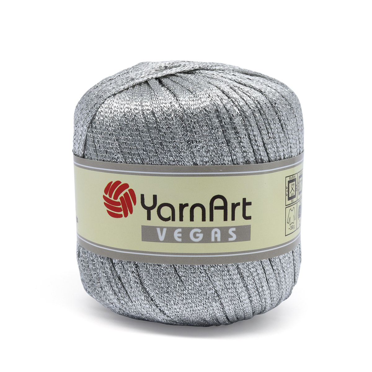

Пряжа YarnАrt 'Vegas' 50г, 150м, 60% вискоза, 40% металлик, 41 серебро, 4 мотка