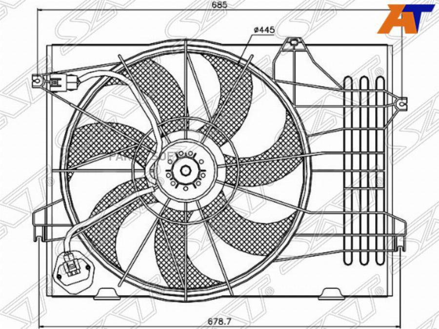 

SAT Диффузор радиатора в сборе HYUNDAI TUCSON 04-09/KIA SPORTAGE 04-09 2,7i