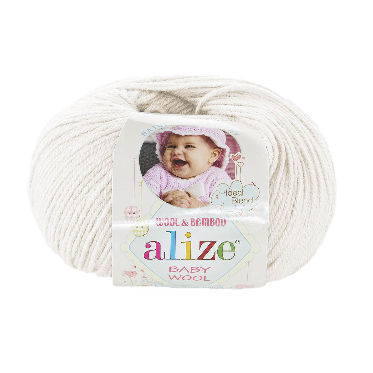

Пряжа ALIZE 'Baby wool' 50г, 175м, бамбук, шерсть, акрил ТУ, 62 молочный, 10 мотков