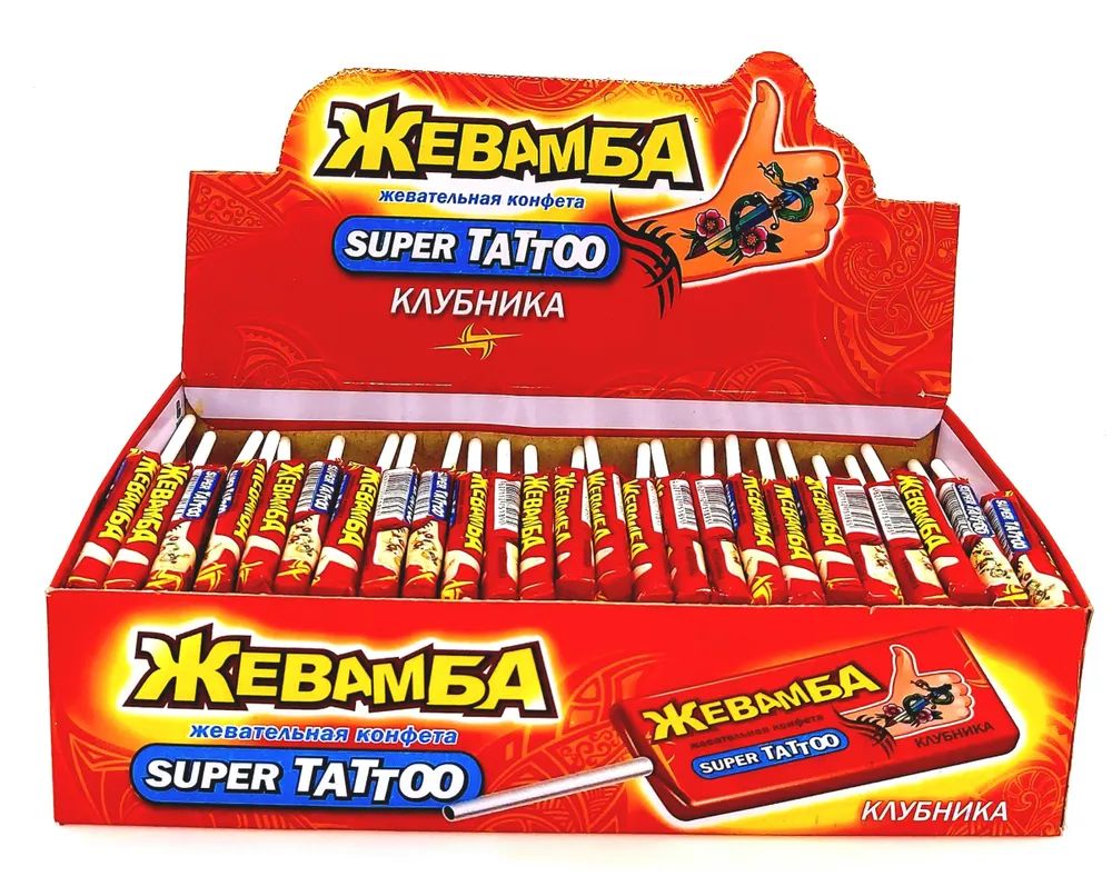 

Конфета жевательная Канди клаб Жевамба Клубника Супер тату, 50 шт по 10 г