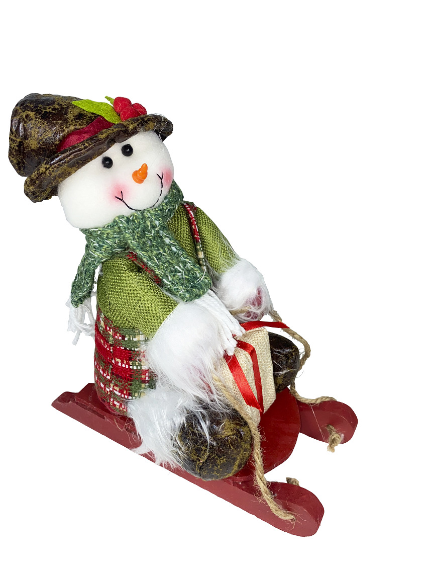Новогодняя фигурка RETTAL Снеговик на санках HM6327-21-69-sneg 23 см
