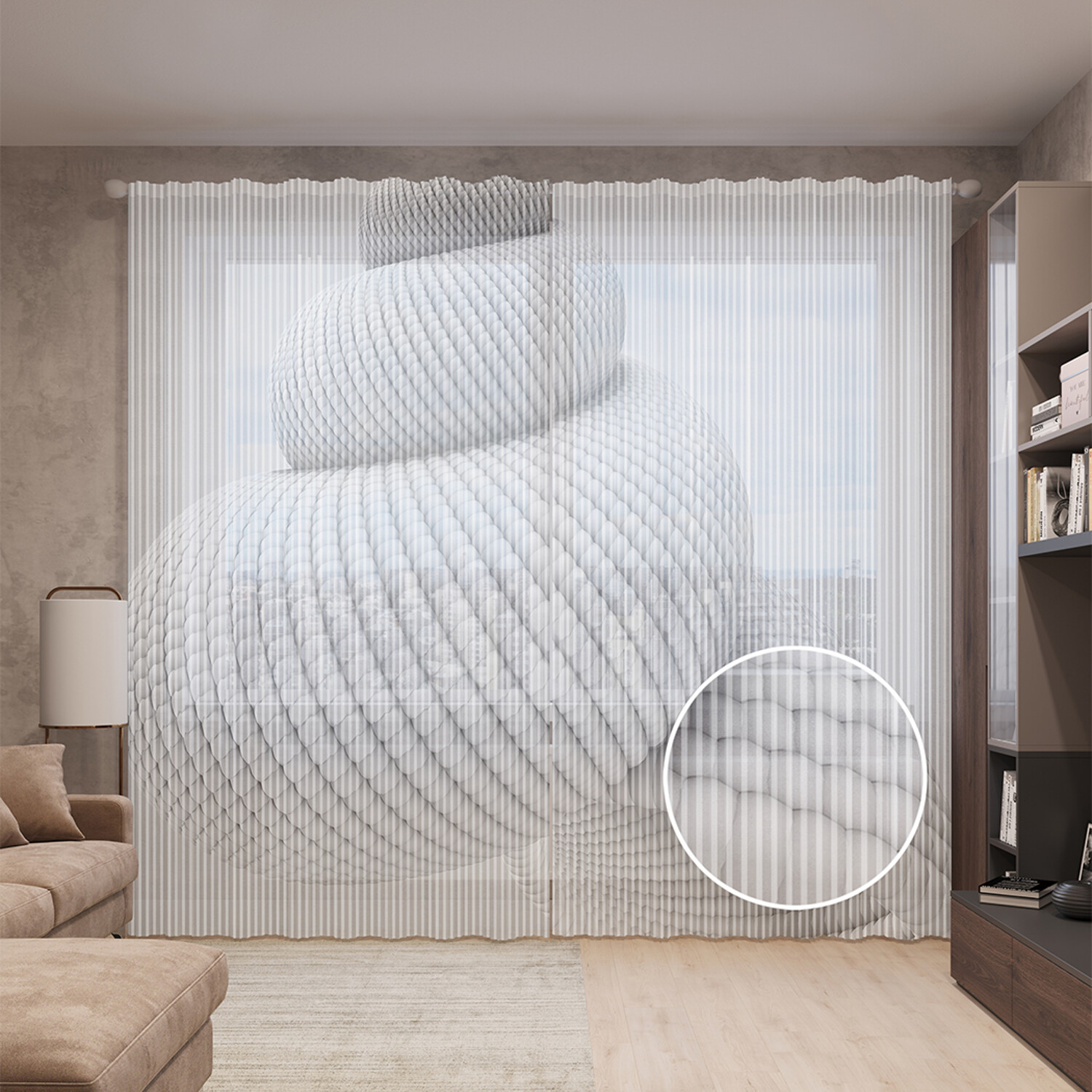 

Тюль вуаль на шторной ленте с принтом JoyArty "Спиральная ракушка", 310х265 см, Спиральная ракушка