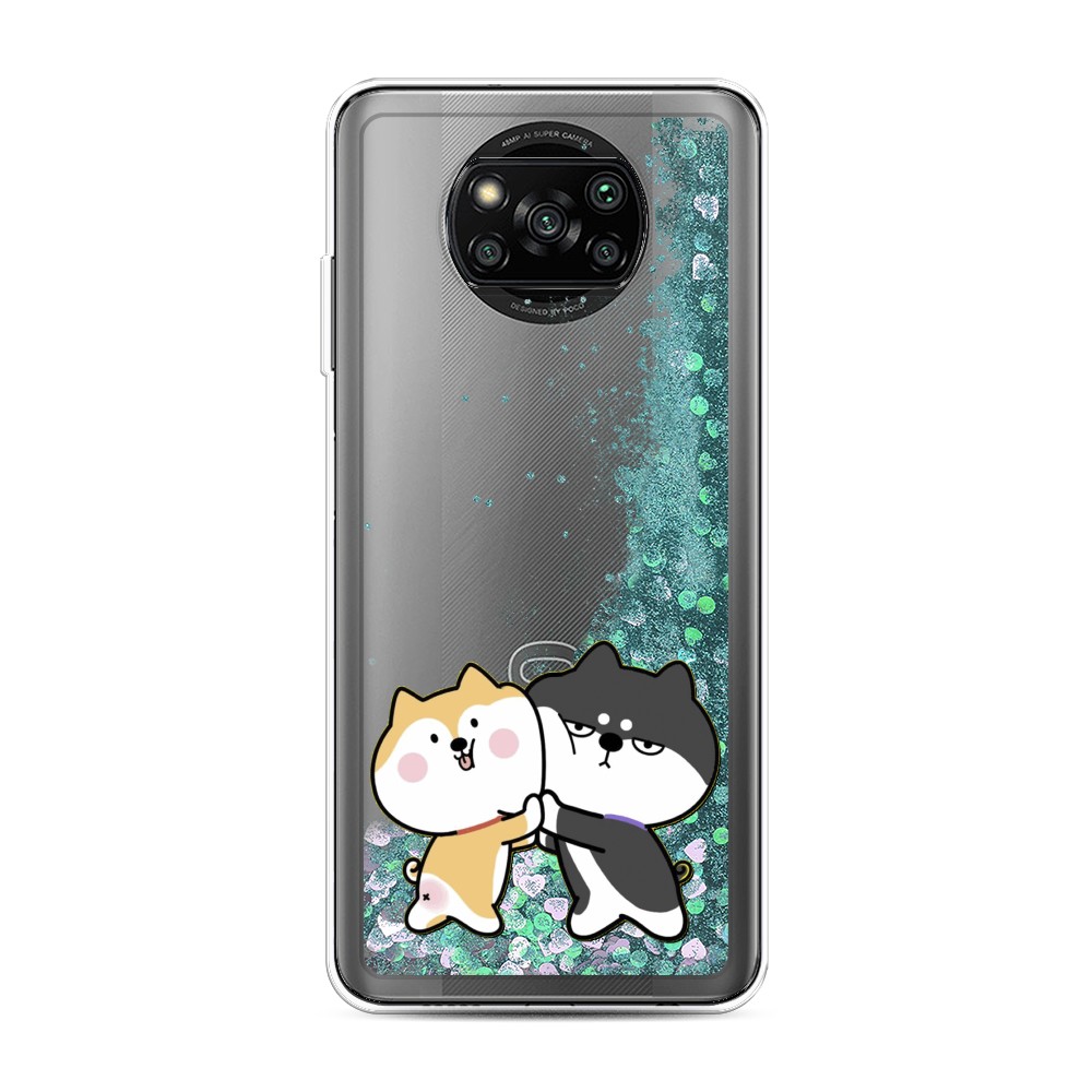 

Жидкий чехол с блестками "Обнимашки акита" на Xiaomi Poco X3 Pro, 310695-1