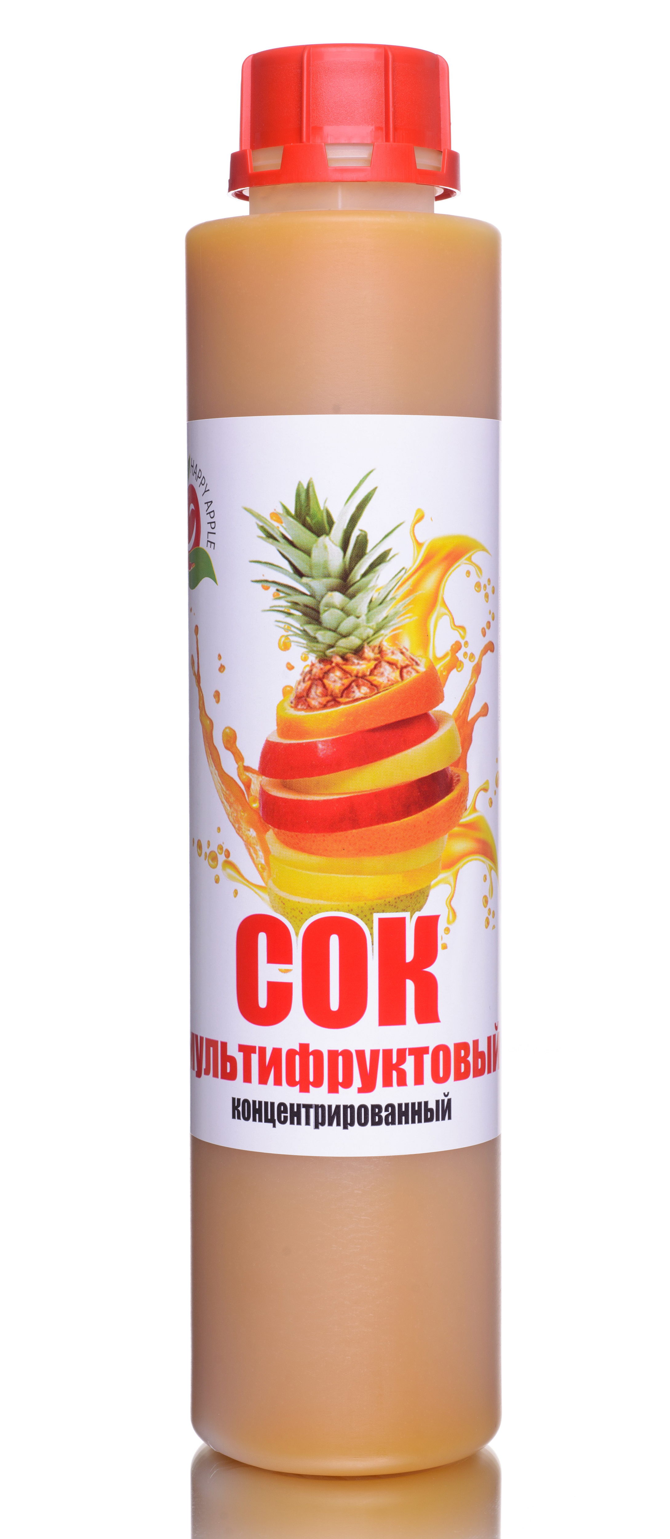

Сок концентрированный Happy Apple Мультифрукт, бутылка 1 кг, JU-MFR