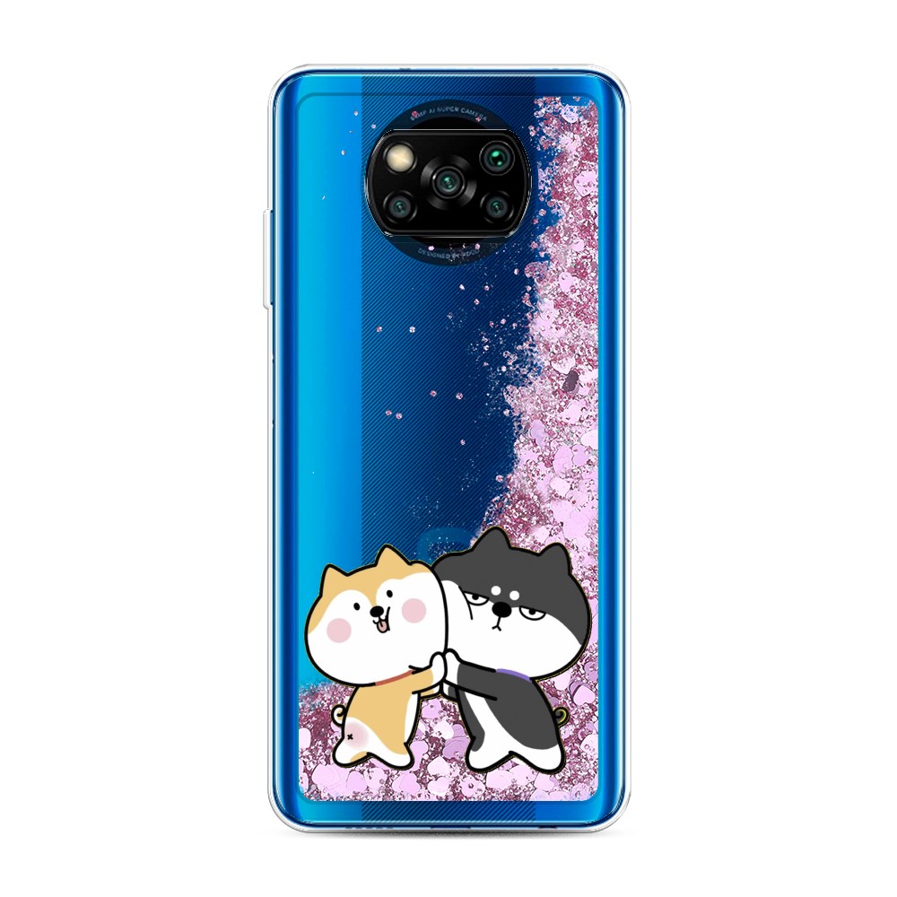 

Жидкий чехол с блестками "Обнимашки акита" на Xiaomi Poco X3 NFC, 39294-1