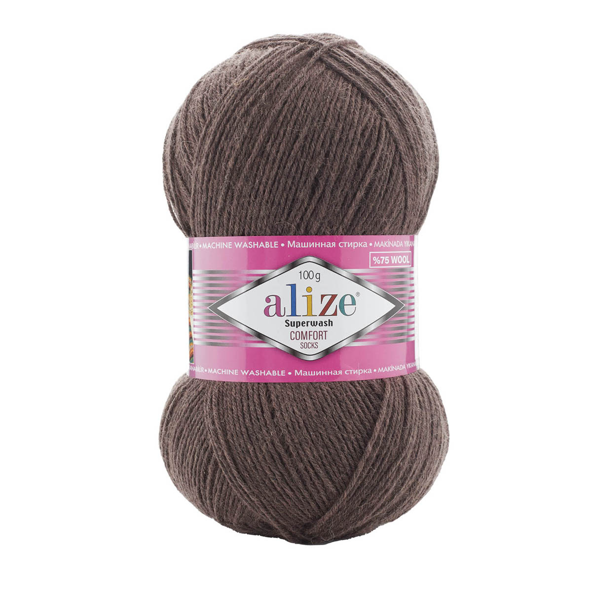 

Пряжа ALIZE Superwash Comfort Socks 100г, 420м, SW шерсть, 844 коричневый, 5 мотков