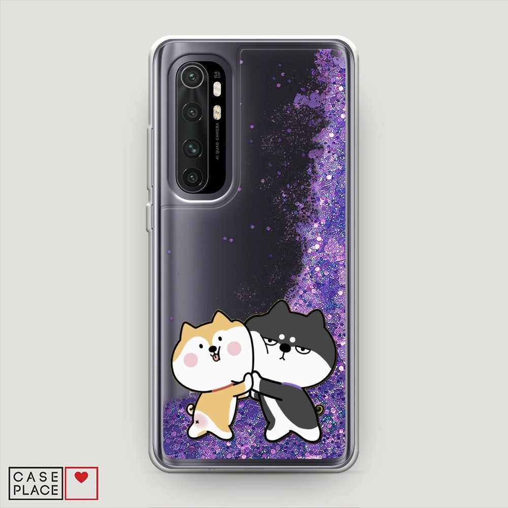 

Жидкий чехол с блестками "Обнимашки акита" на Xiaomi Mi Note 10 lite, 38492-1