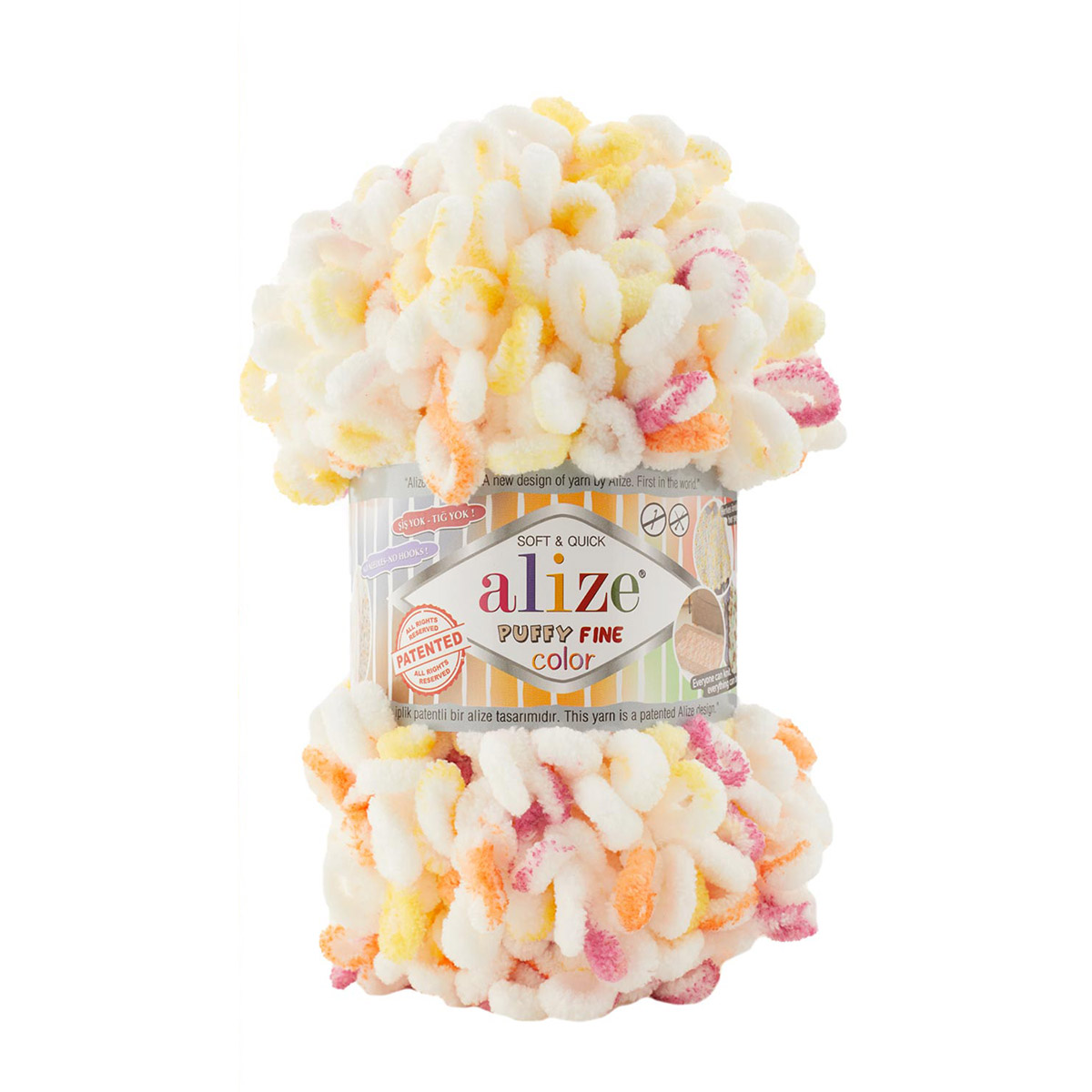 

Пряжа Alize 'Puffy Fine Color' 100г, 14,5м, 100% микрополиэстер, 6244, 5 мотков