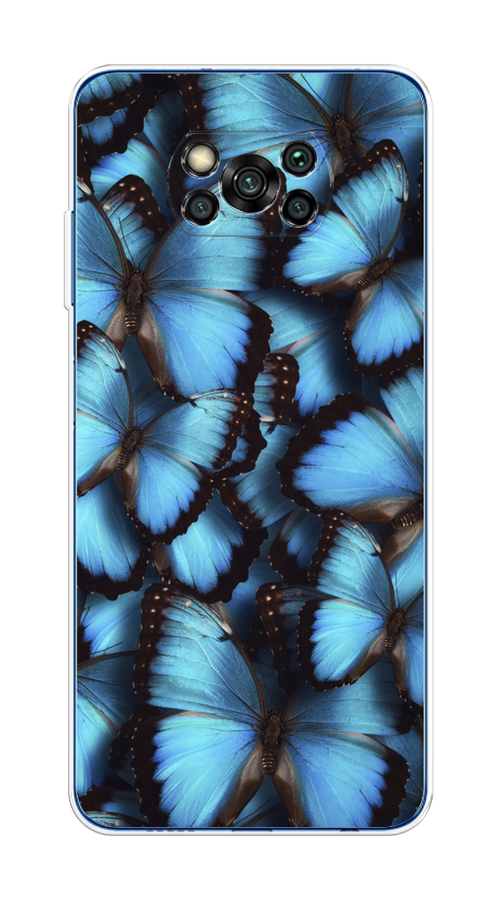 

Чехол на Poco X3/X3 Pro "Тропическая бабочка 2", Голубой;черный, 310650-1